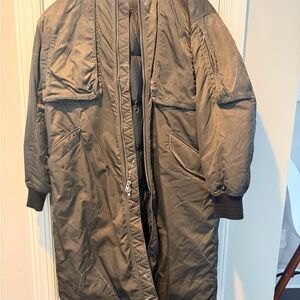 Alexander Wang Gray Full Length Bomber Style Coat.